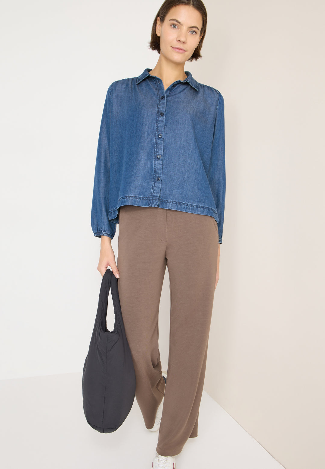 Smock Detail Lyocell Blouse, mid blue wash 10281 Bild 5