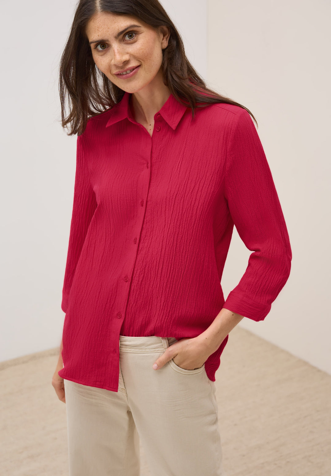 Solid Structure Blouse, glazed apple red 16759 Bild 6