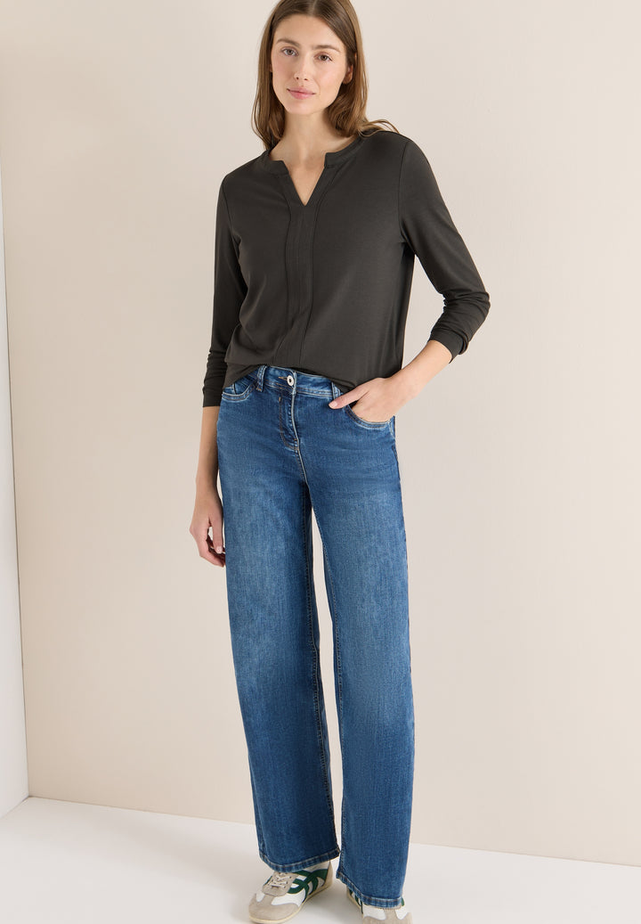 Solid Tunic With Placket, raw khaki 17406 Bild 5