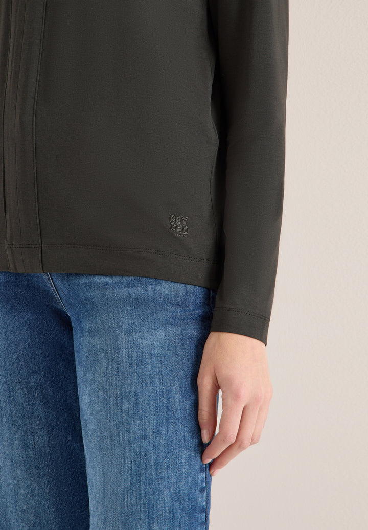 Solid Tunic With Placket, raw khaki 17406 Bild 6