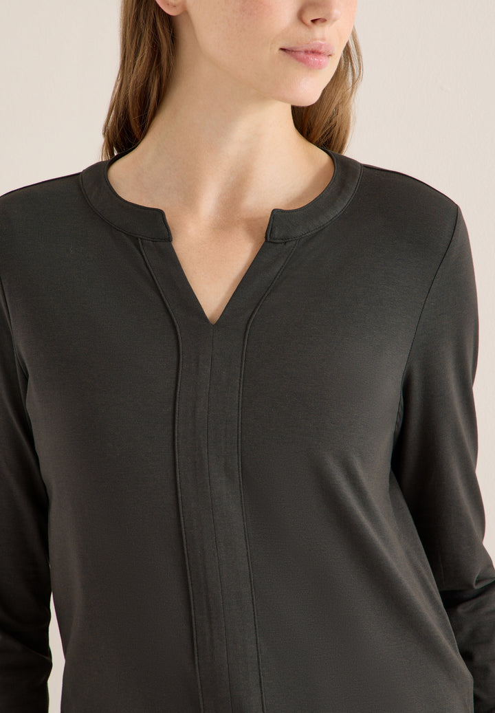Solid Tunic With Placket, raw khaki 17406 Bild 7