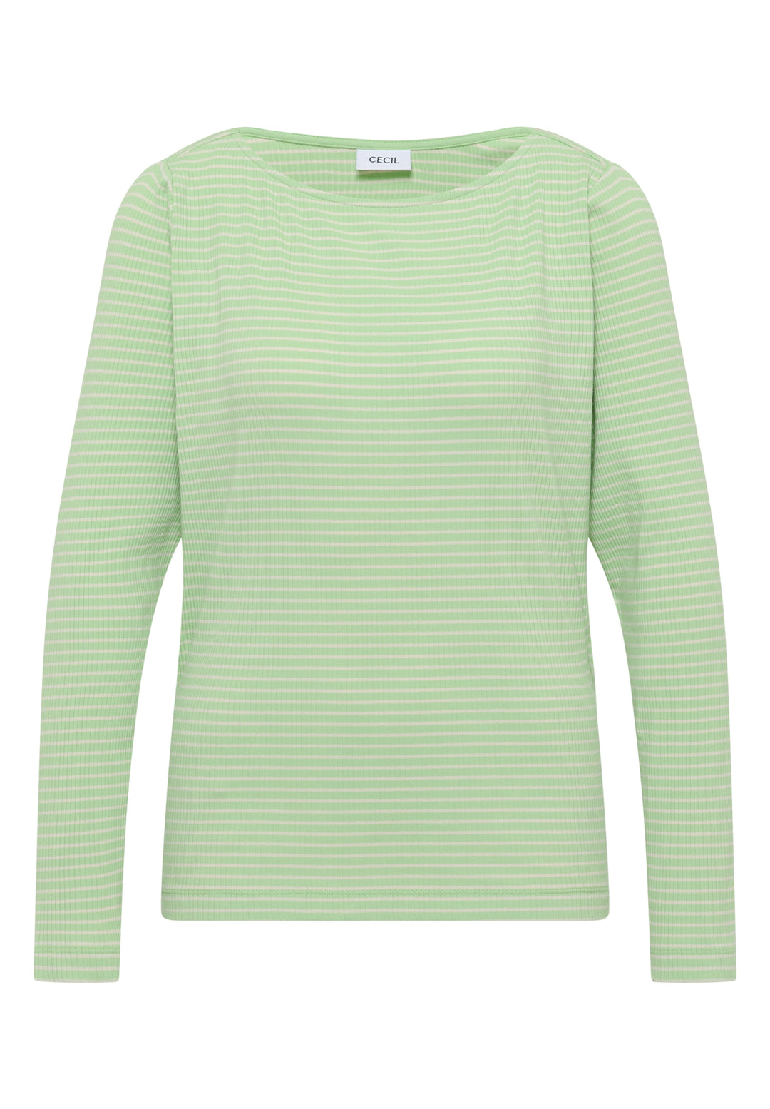 Stripe Rib Boatneck Shirt, bamboo green 27373 Bild 1