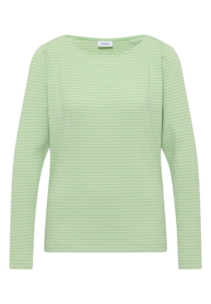 Stripe Rib Boatneck Shirt, bamboo green 27373 Bild 1