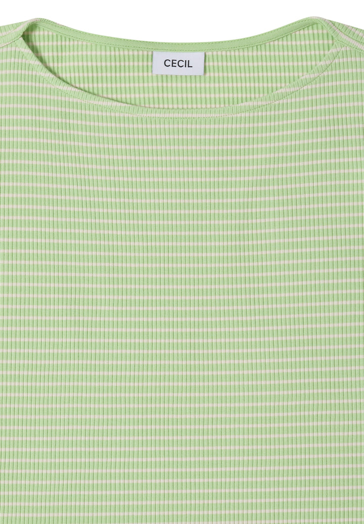Stripe Rib Boatneck Shirt, bamboo green 27373 Bild 2