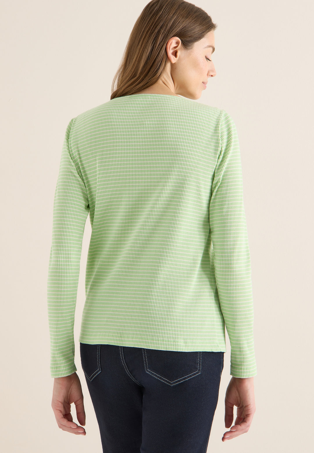 Stripe Rib Boatneck Shirt, bamboo green 27373 Bild 4