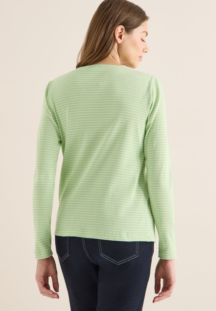 Stripe Rib Boatneck Shirt, bamboo green 27373 Bild 4