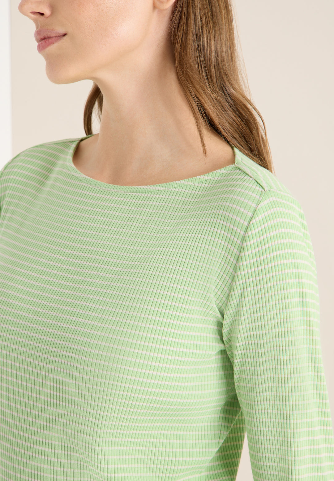 Stripe Rib Boatneck Shirt, bamboo green 27373 Bild 7