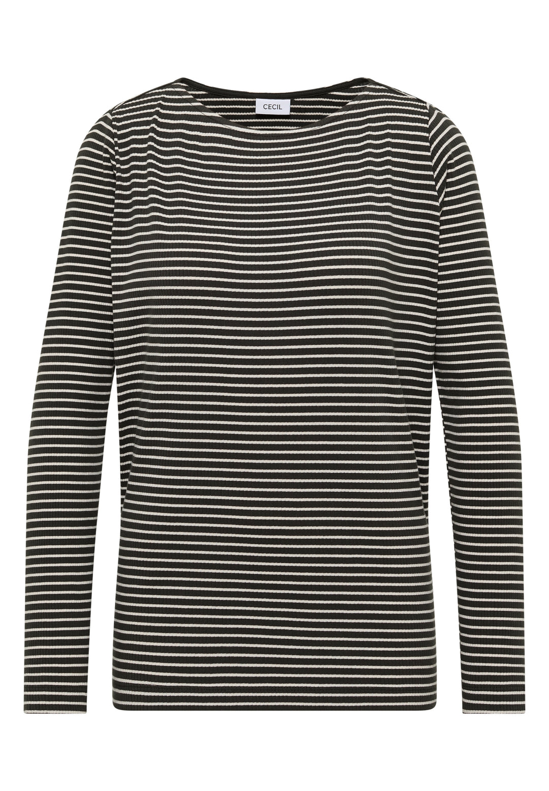 Stripe Rib Boatneck Shirt, raw khaki 27406 Bild 1