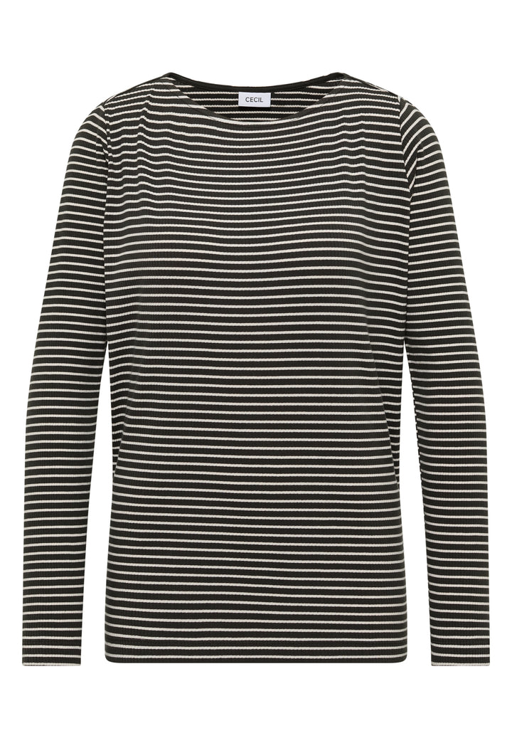 Stripe Rib Boatneck Shirt, raw khaki 27406 Bild 1
