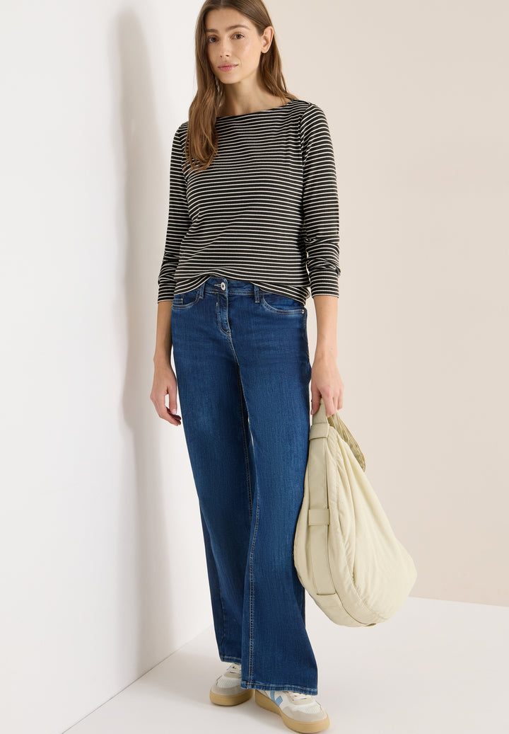 Stripe Rib Boatneck Shirt, raw khaki 27406 Bild 5