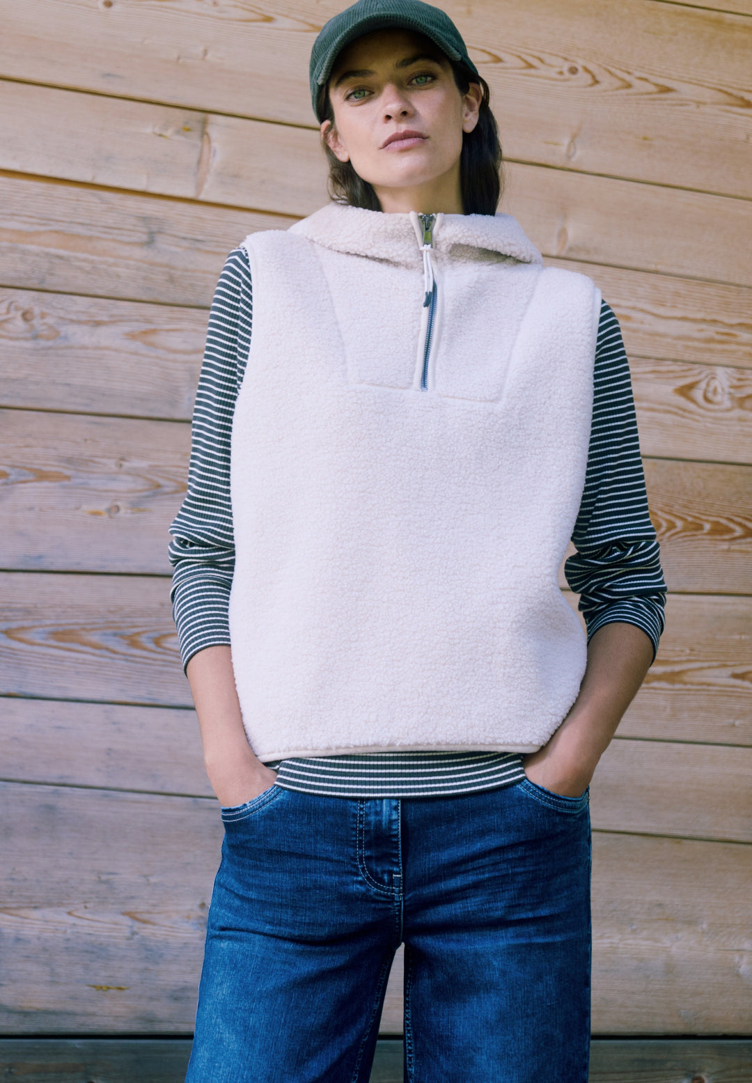 Stripe Rib Boatneck Shirt, raw khaki 27406 Bild 7
