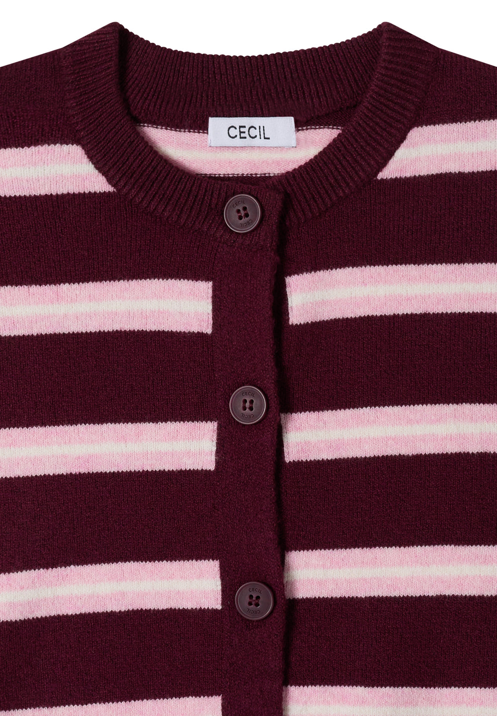 Striped cosy round neck, red wine 37903 Bild 2