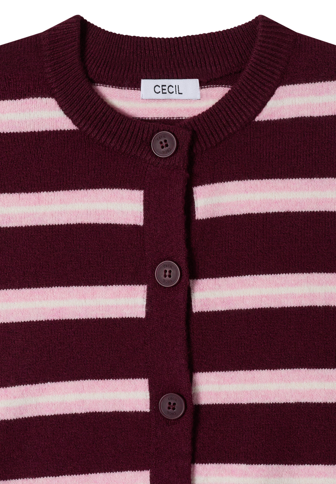 Striped cosy round neck, red wine 37903 Bild 2