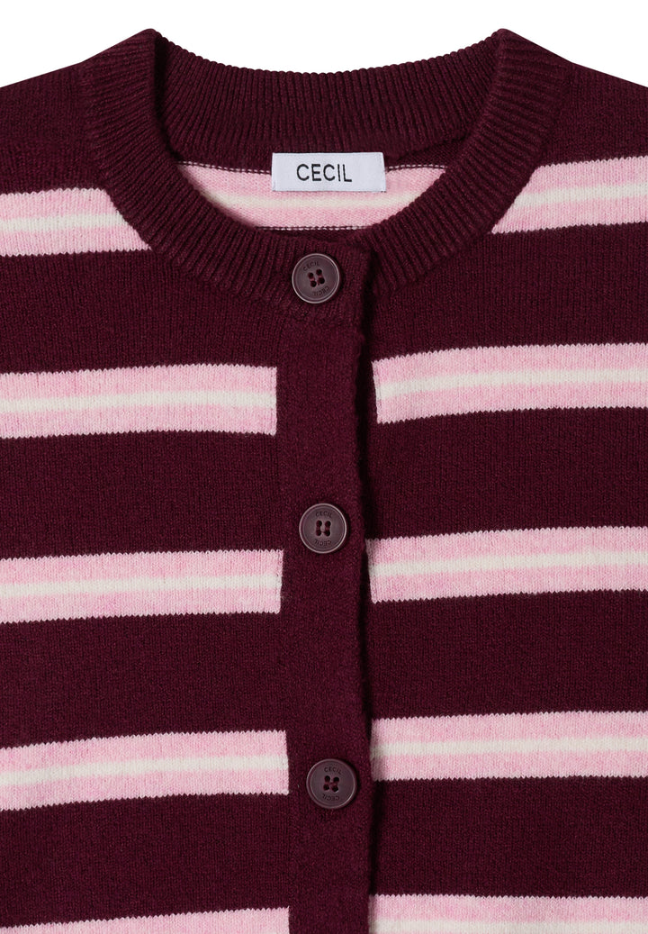 Striped cosy round neck, red wine 37903 Bild 2