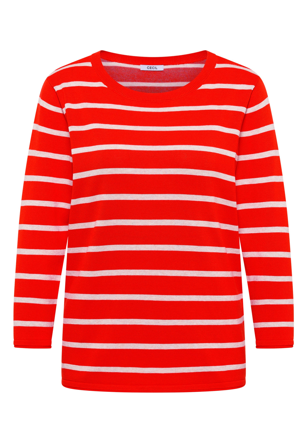 Striped Roundneck Sweater, cherry tomato orange 27395 Bild 1