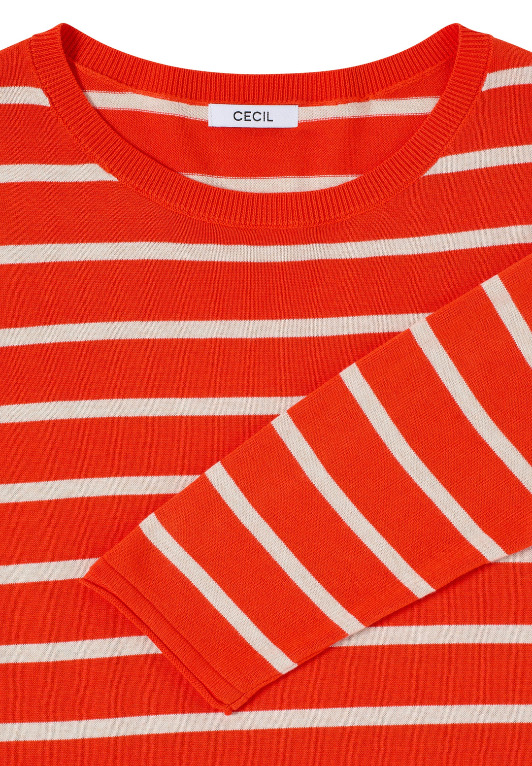 Striped Roundneck Sweater, cherry tomato orange 27395 Bild 2