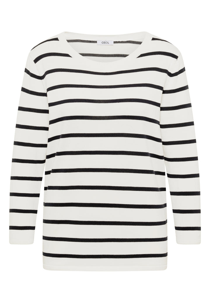 Striped Roundneck Sweater, vanilla white 23474 Bild 1