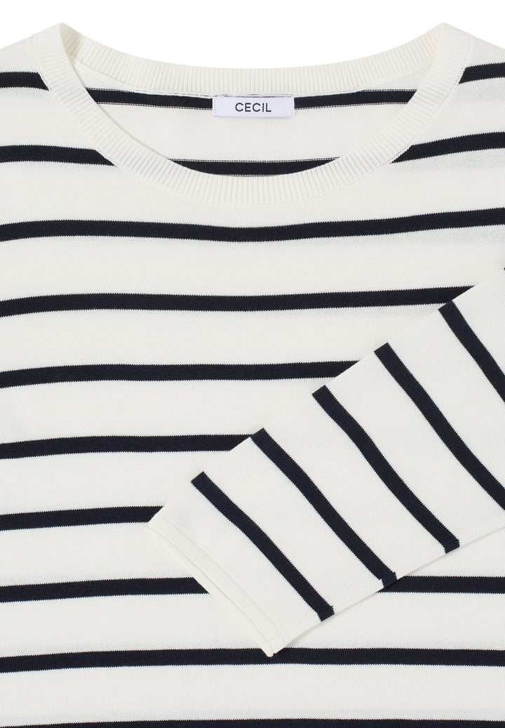 Striped Roundneck Sweater, vanilla white 23474 Bild 2