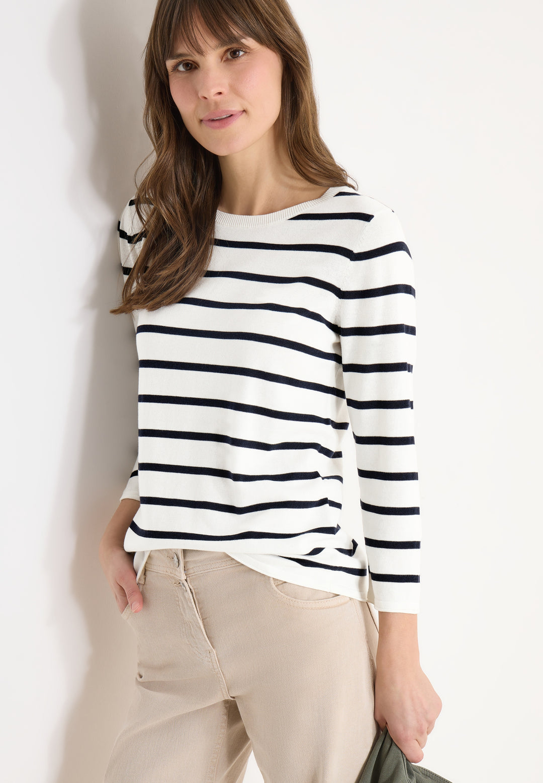 Striped Roundneck Sweater, vanilla white 23474 Bild 3