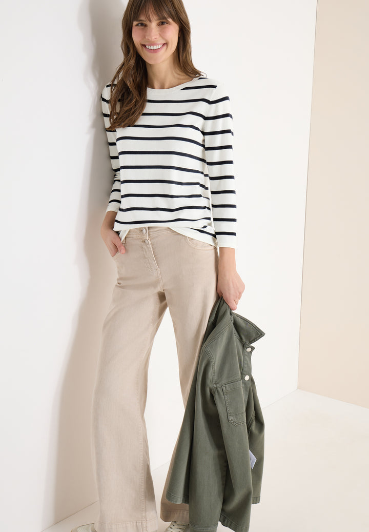 Striped Roundneck Sweater, vanilla white 23474 Bild 5