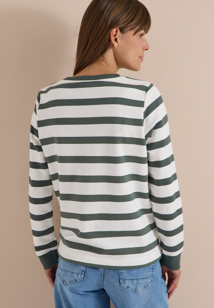 Striped Sweatshirt w. embroide, dried olive green 37798 Bild 4