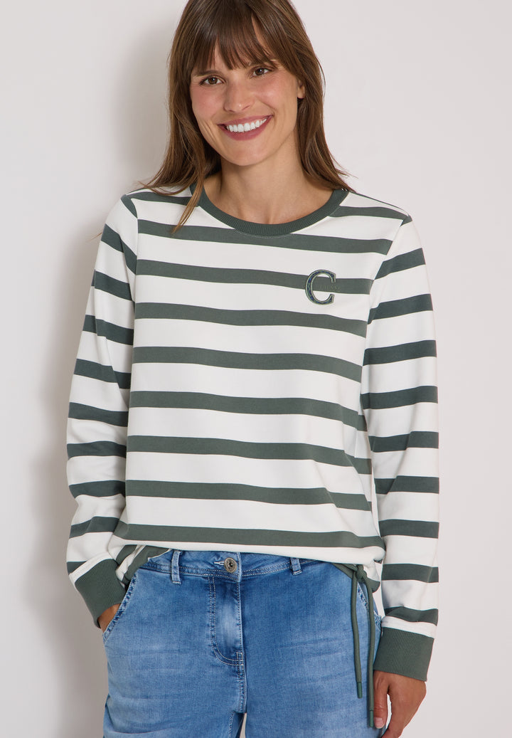 Striped Sweatshirt w. embroide, dried olive green 37798 Bild 6