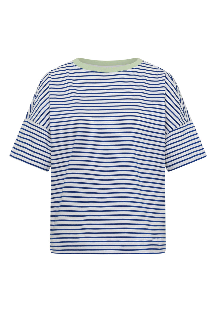 Striped T-Shirt with Contrast, deep river blue 37765 Bild 1