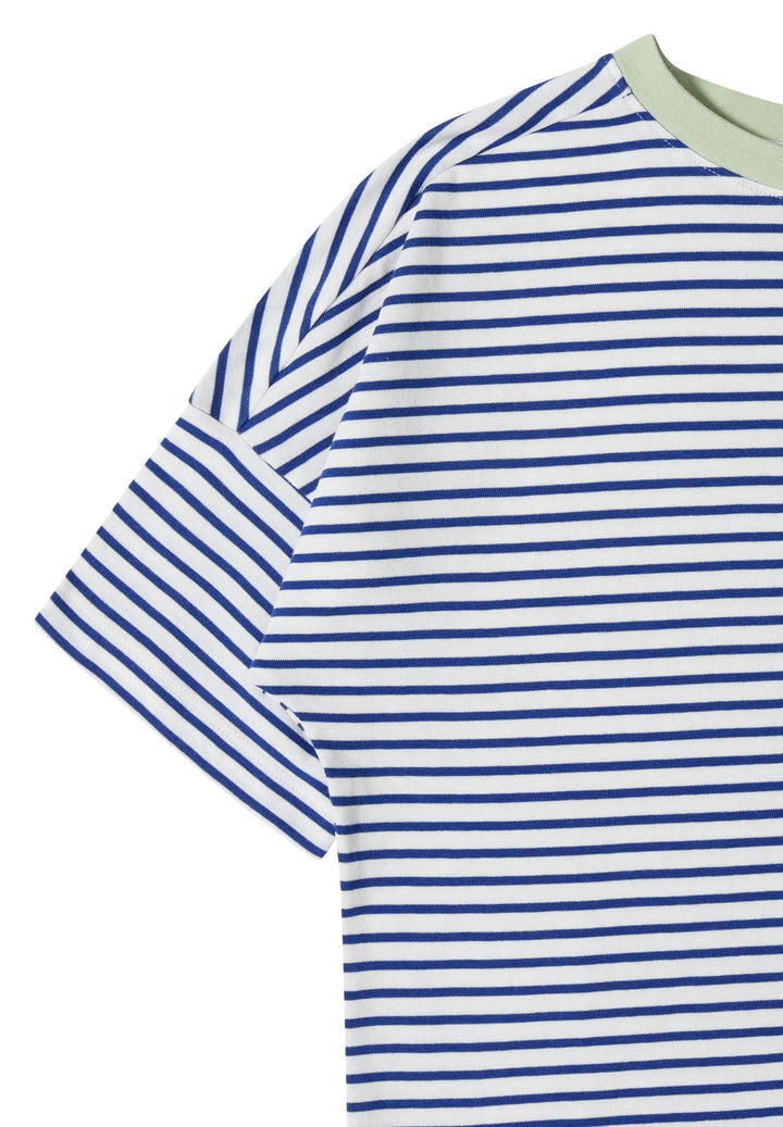 Striped T-Shirt with Contrast, deep river blue 37765 Bild 2