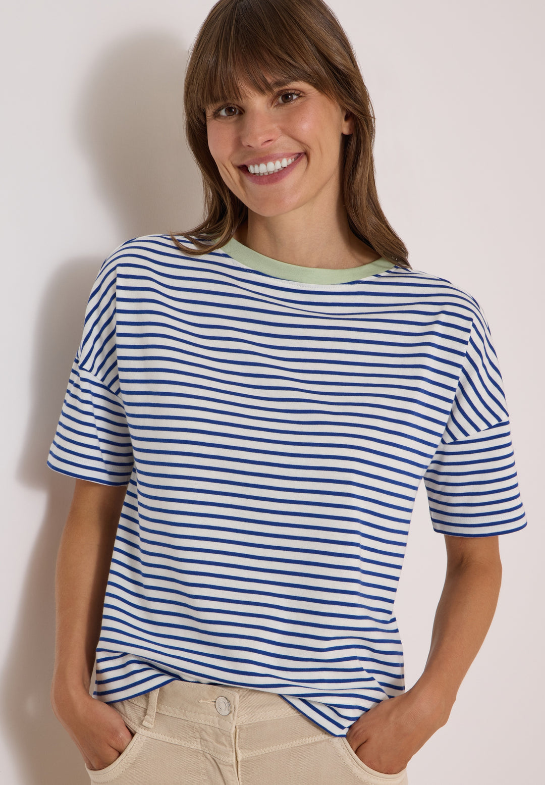 Striped T-Shirt with Contrast, deep river blue 37765 Bild 7
