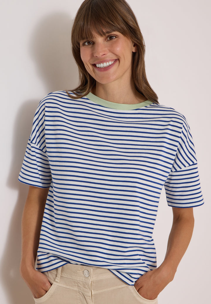Striped T-Shirt with Contrast, deep river blue 37765 Bild 7