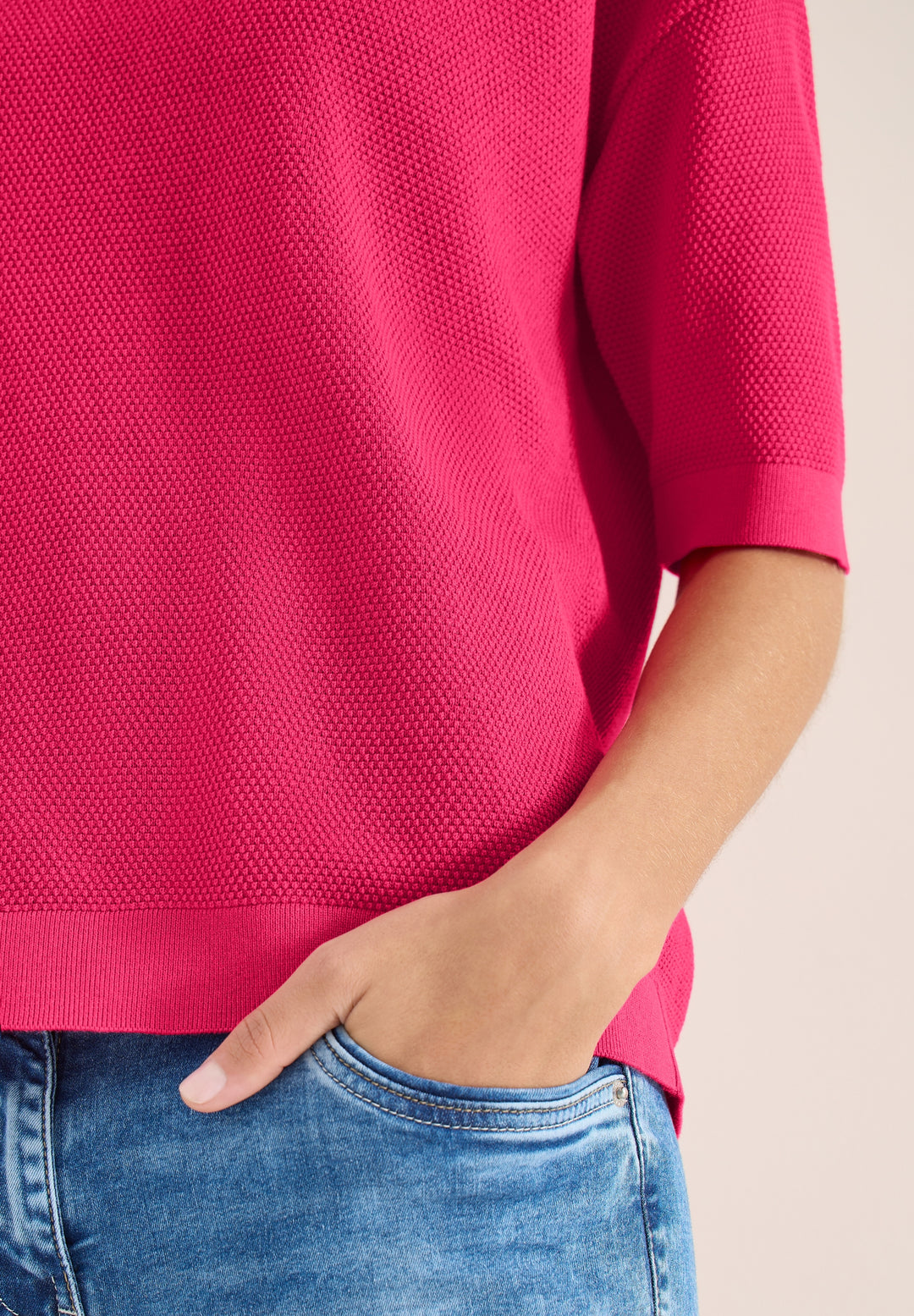 Structured short sleeve, beetroot pink 17492 Bild 6