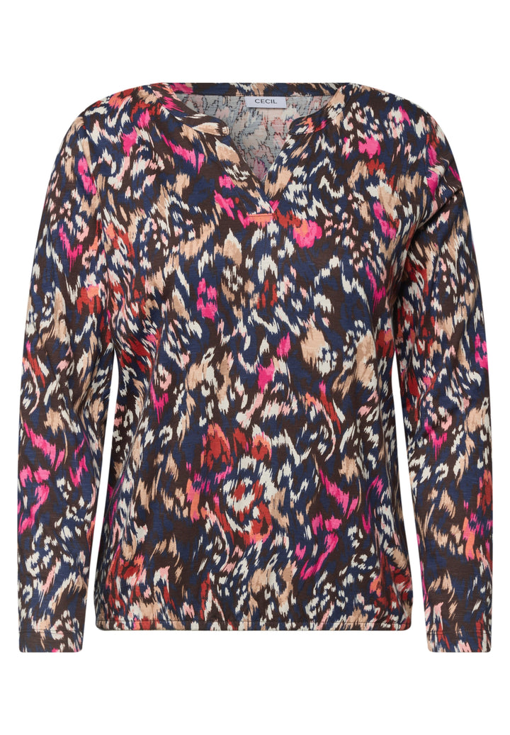 TOS AOP Split Neck Tunic, truffle brown 37747 Bild 1