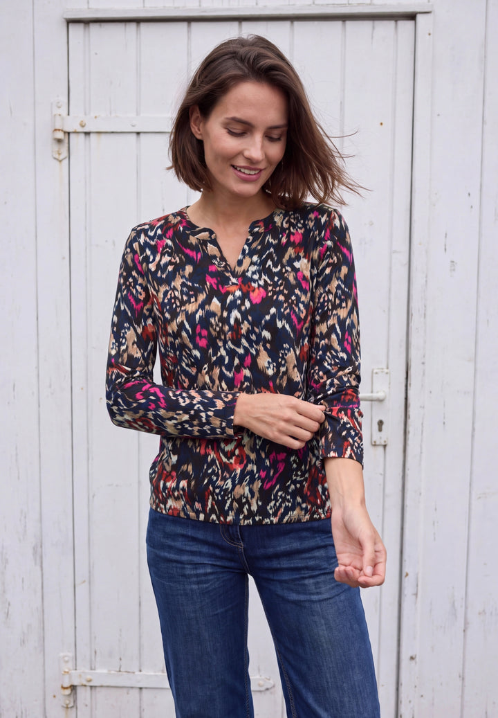 TOS AOP Split Neck Tunic, truffle brown 37747 Bild 3