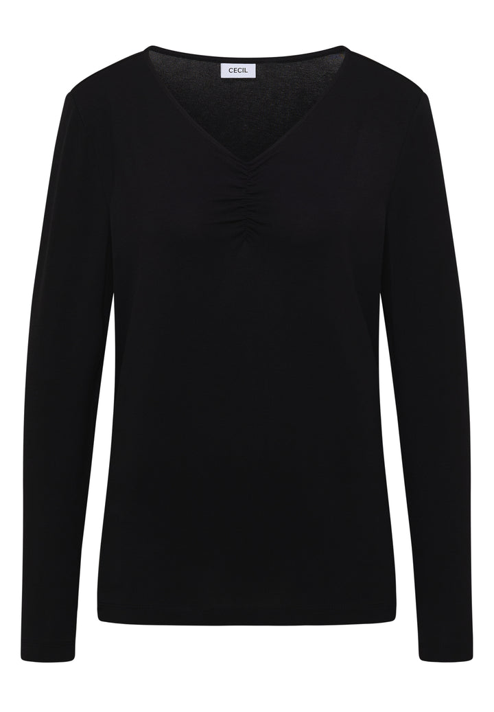 TOS Basic Shirt With Gathering, Black 10001 Bild 1