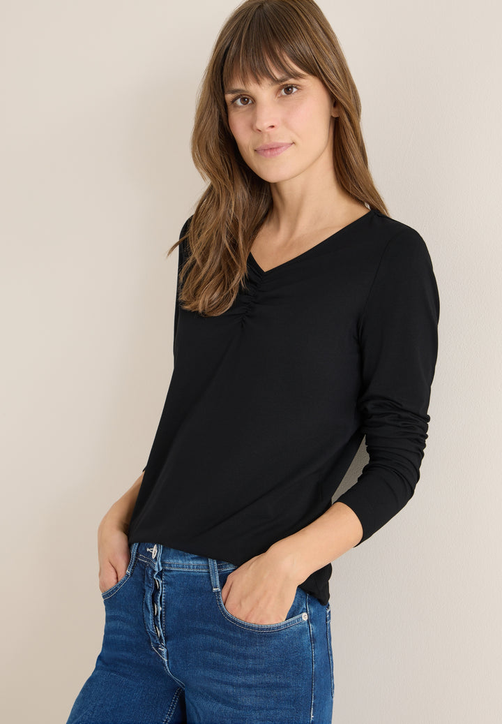 TOS Basic Shirt With Gathering, Black 10001 Bild 3