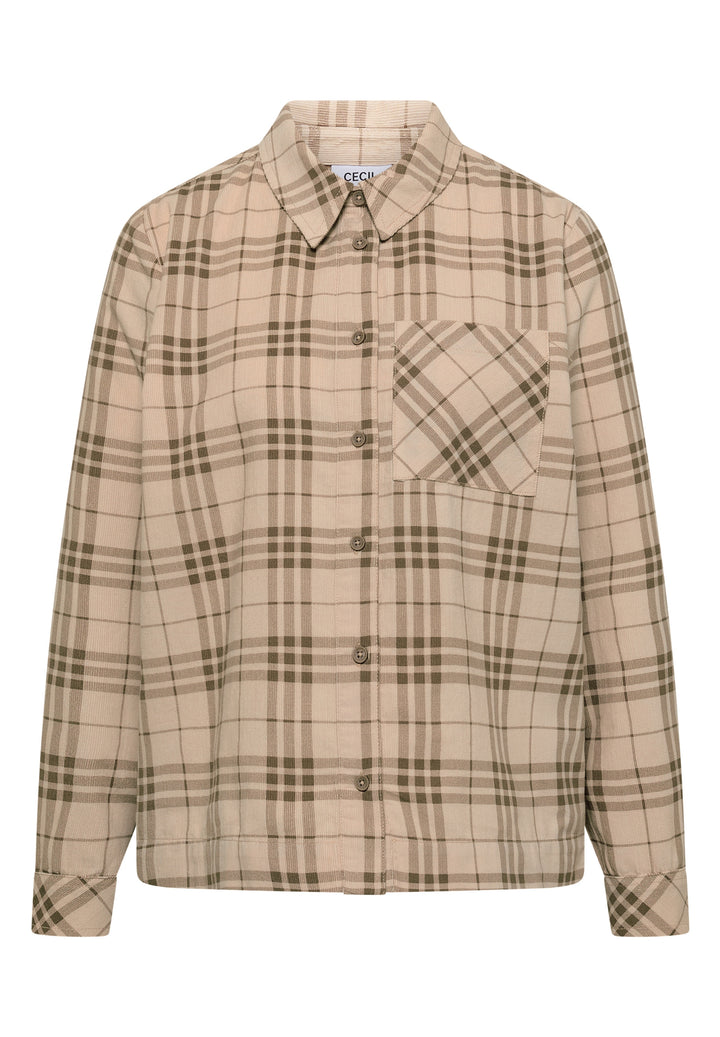 TOS Check Corduroy Blouse, creamy mocha 37766 Bild 1