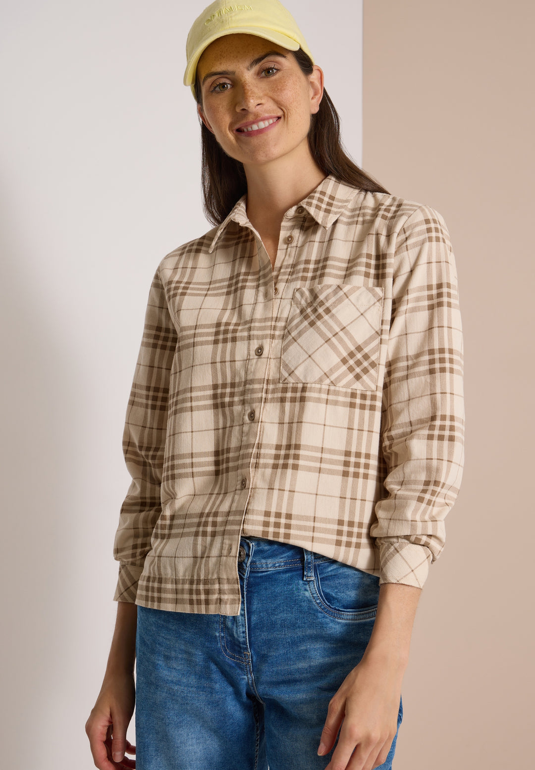 TOS Check Corduroy Blouse, creamy mocha 37766 Bild 3