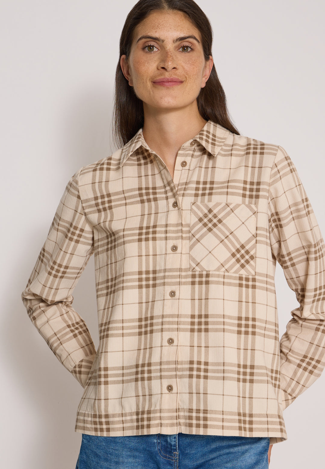 TOS Check Corduroy Blouse, creamy mocha 37766 Bild 7