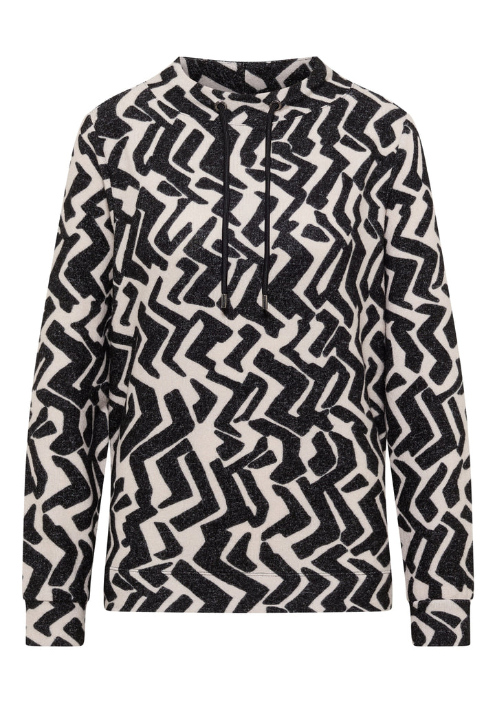TOS Cosy AOP Funnel Neck, light greige melange 27404 Bild 1
