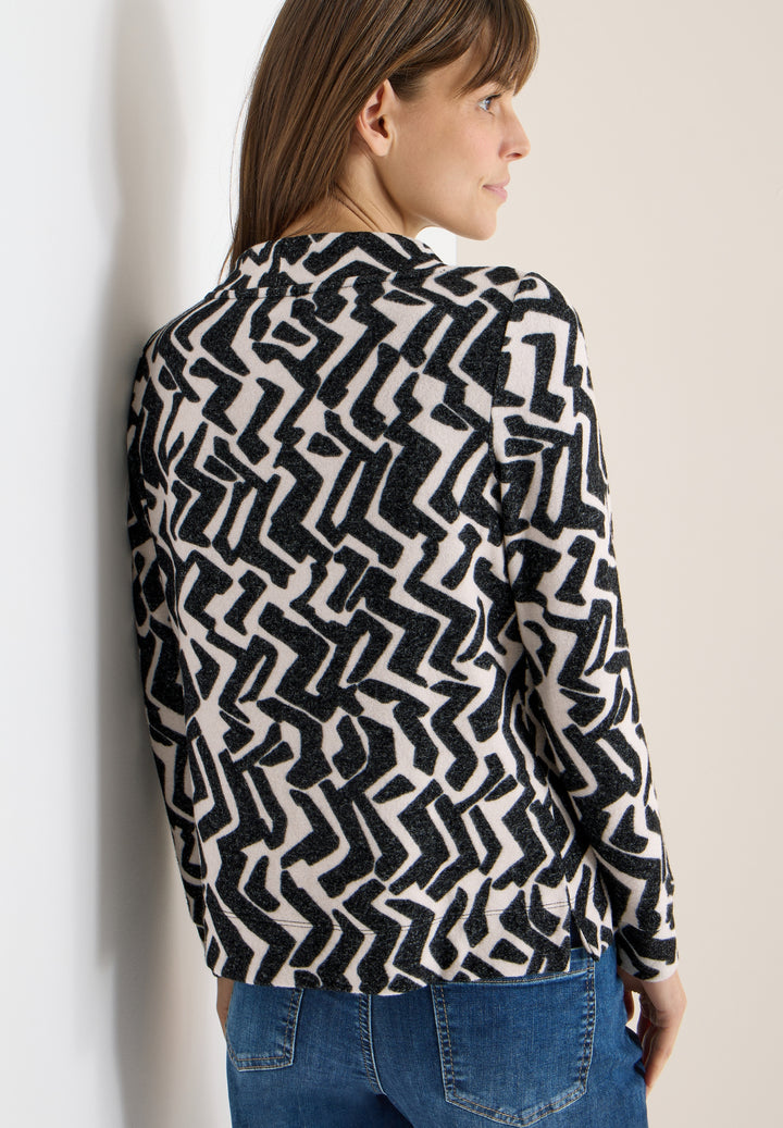 TOS Cosy AOP Funnel Neck, light greige melange 27404 Bild 4