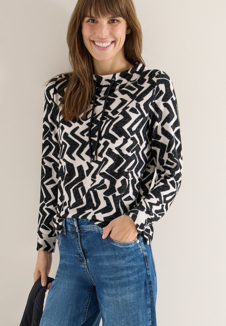 TOS Cosy AOP Funnel Neck, light greige melange 27404 Bild 5