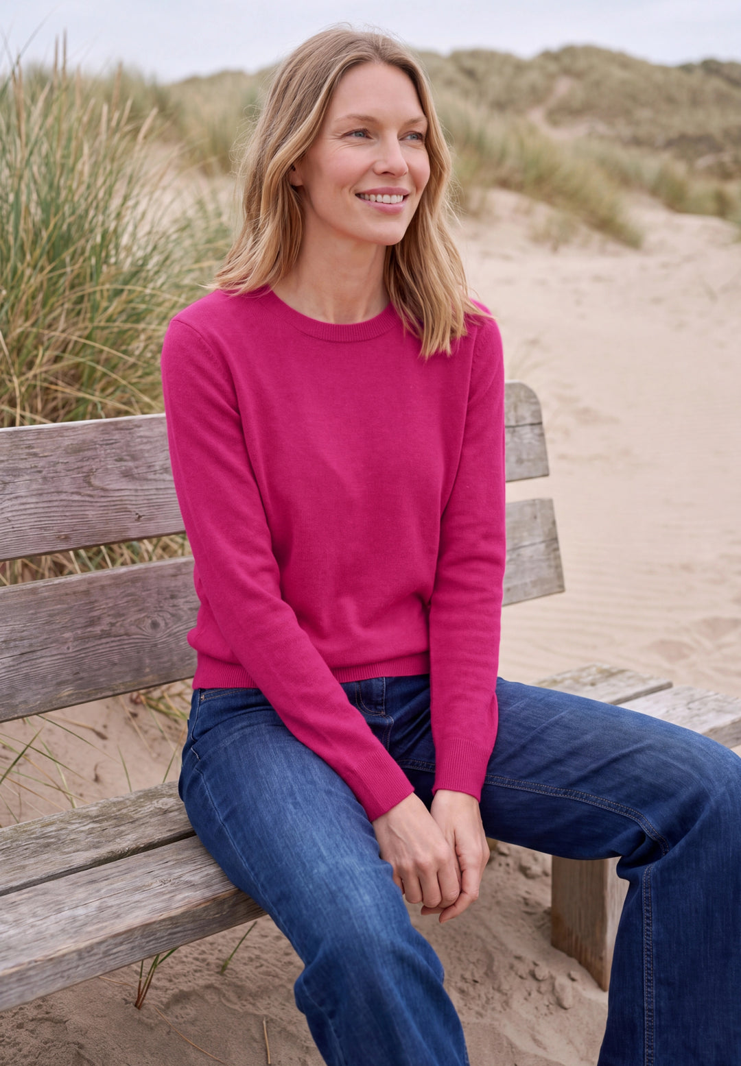 TOS Cosy Roundneck sweater, pink flash melange 17984 Bild 3