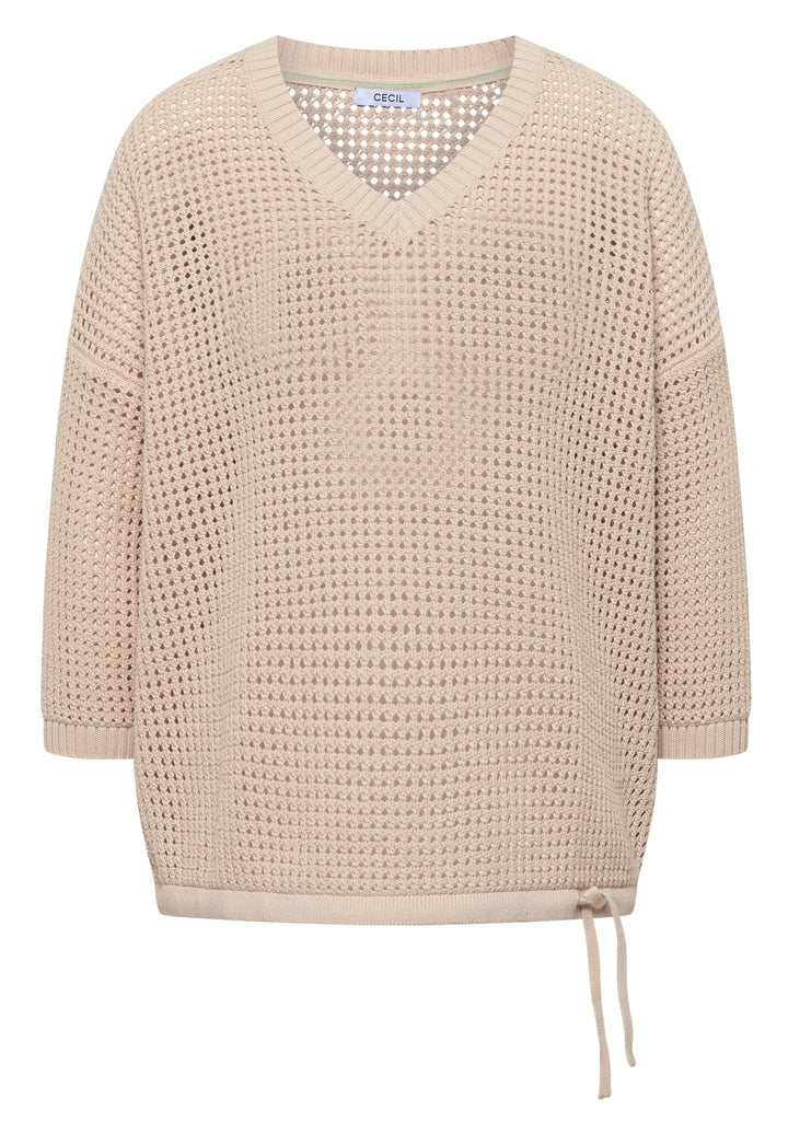 TOS_Crochet V-neck, pearl beige 16504 Bild 1