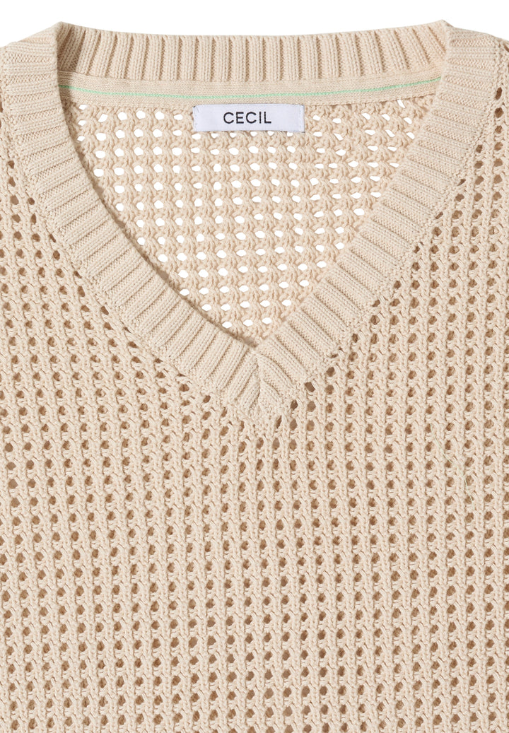 TOS_Crochet V-neck, pearl beige 16504 Bild 2