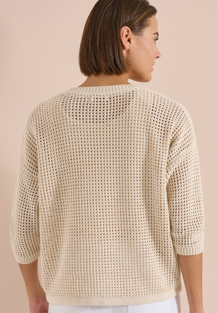 TOS_Crochet V-neck, pearl beige 16504 Bild 4