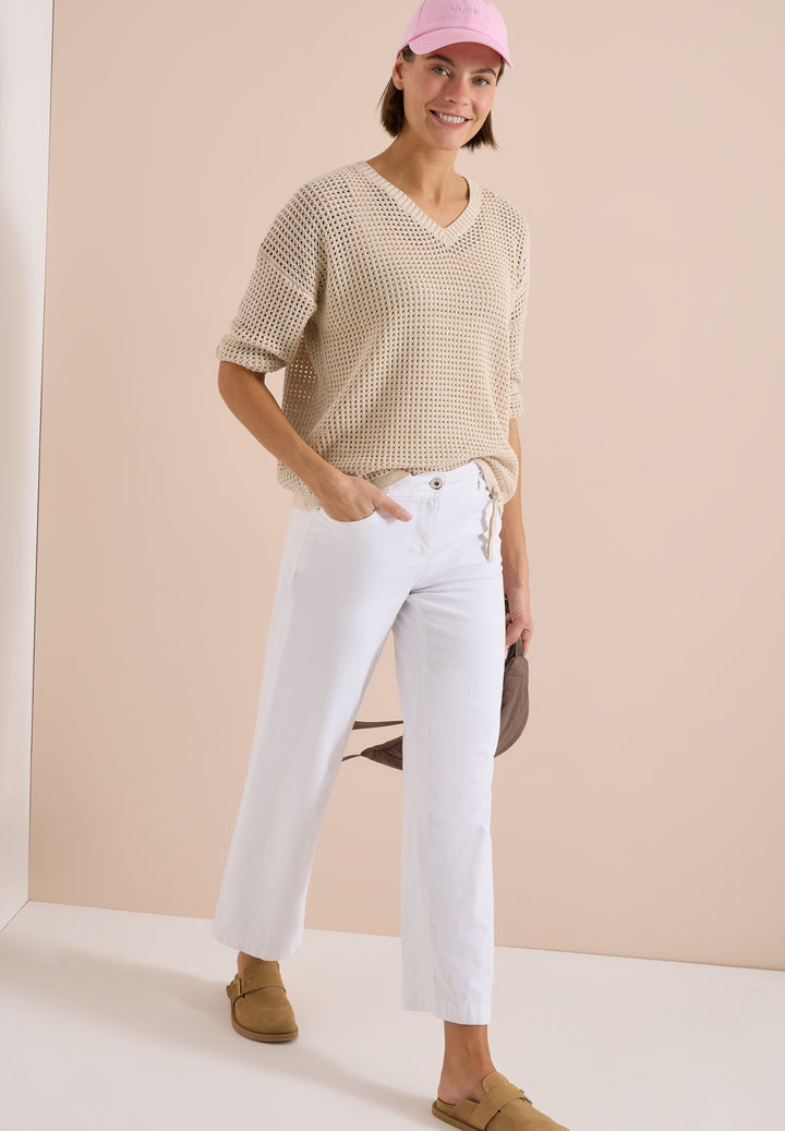 TOS_Crochet V-neck, pearl beige 16504 Bild 5