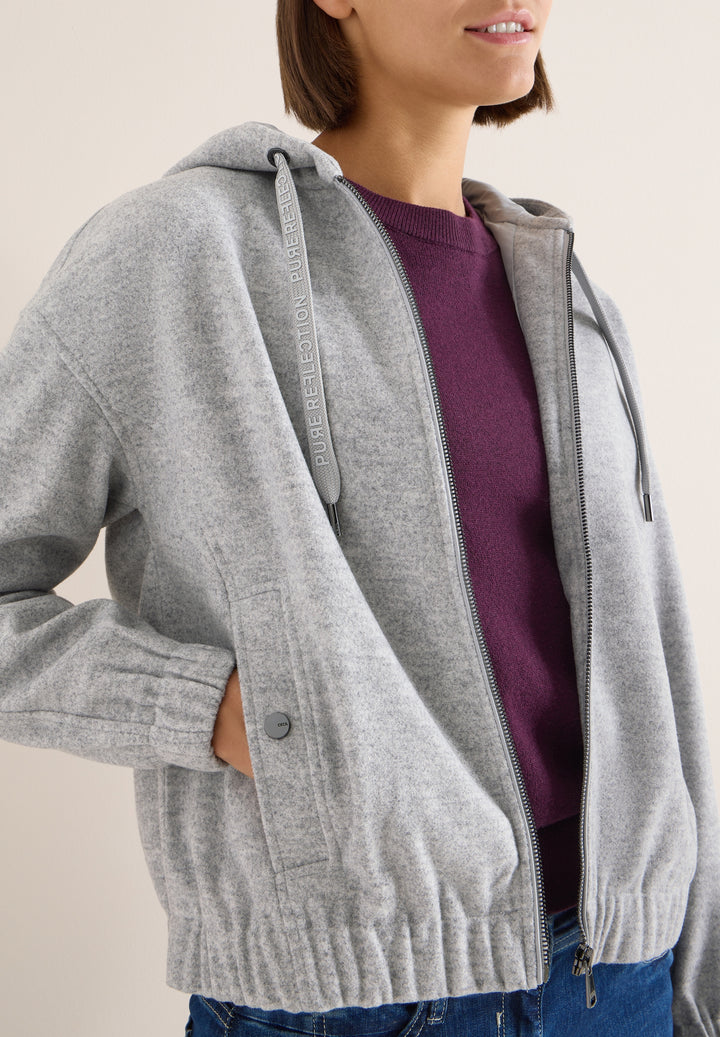 TOS Fake Wool Blouson w. Hoodi, luna grey melange 17314 Bild 3