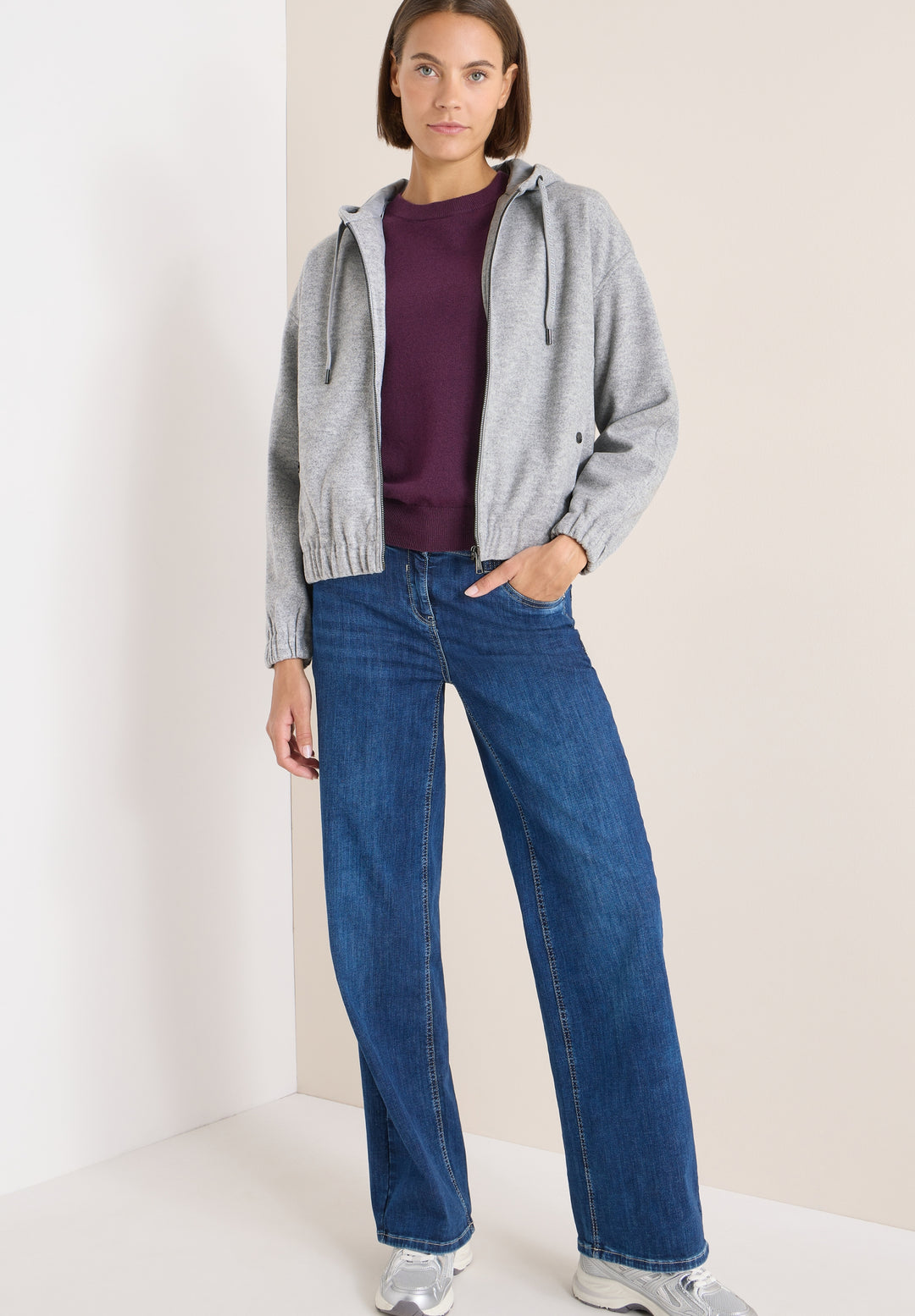 TOS Fake Wool Blouson w. Hoodi, luna grey melange 17314 Bild 5
