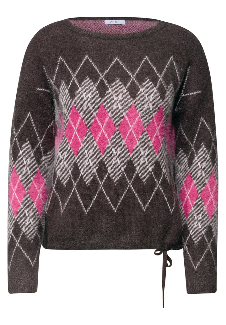 TOS Feather yarn AOP sweater, truffle brown 37747 Bild 1