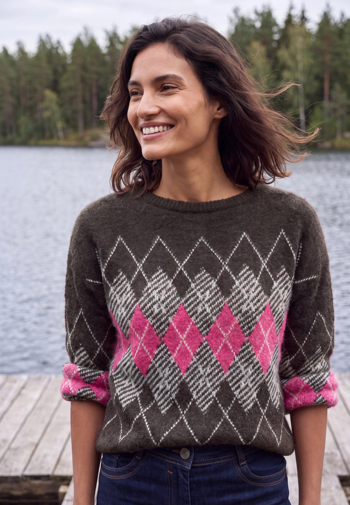 TOS Feather yarn AOP sweater, truffle brown 37747 Bild 3